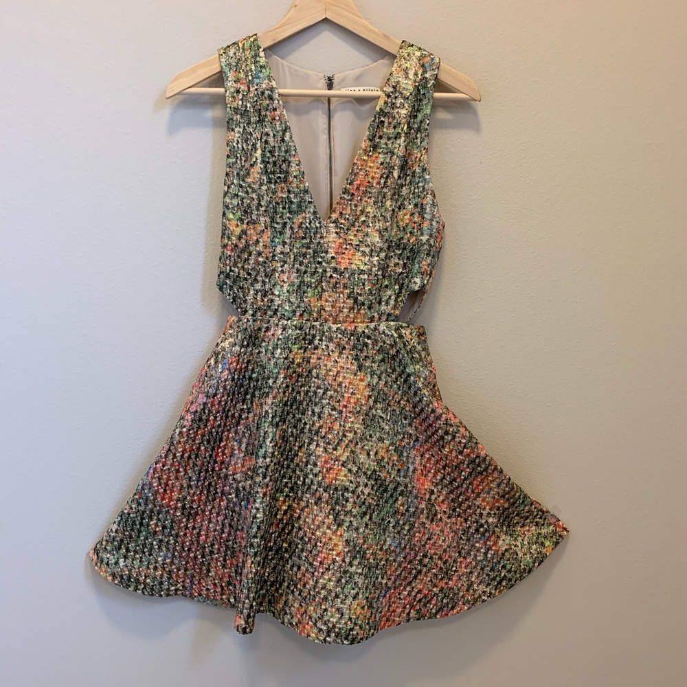 Alice+Olivia Multicolor shimmer cut cocktail dress